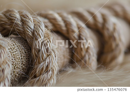 The texture of sisal rope used for cat scratching posts The texture of sisal rope used for cat scratching posts 135476076
