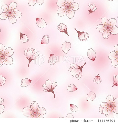 櫻花紋理插圖 櫻花紋理插圖 135476194