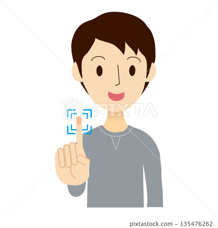 A man using his index finger for fingerprint authentication 135476262