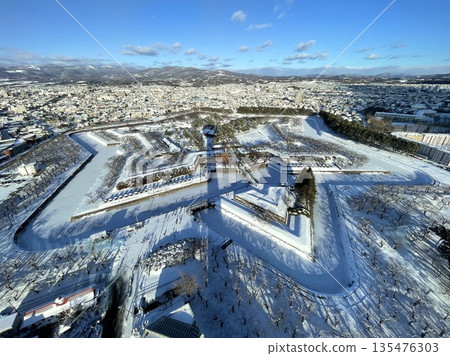 用智慧型手機拍攝的冬季函館五棱郭全景 135476303