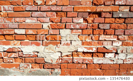 Old Red Brick Wall Texture Background 135476480