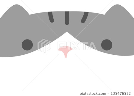 一幅灰色條紋白貓的大臉插圖 135476552