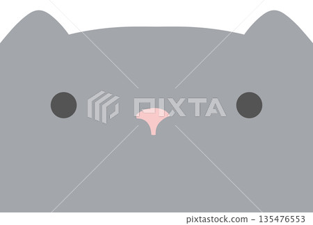 一張大臉灰貓的插圖 135476553