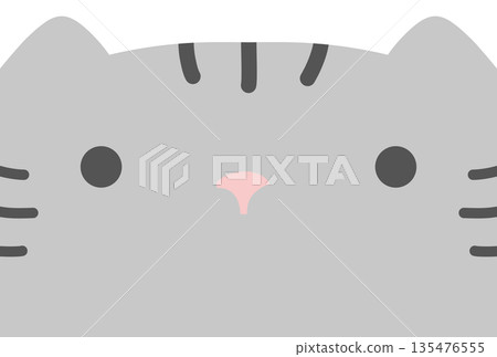 灰色條紋貓的大臉插圖 135476555