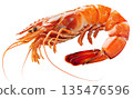 Red cooked prawn or tiger shrimp isolated on white background. 135476596