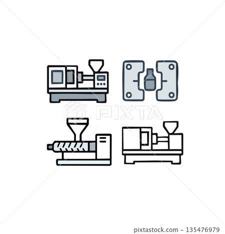 Industrial Production Process Line Icons Set Industrial Production Process Line Icons Set 135476979