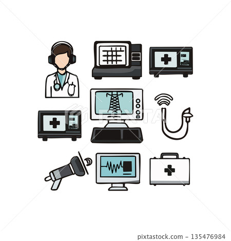Medical Technology and Healthcare Icons Set 135476984