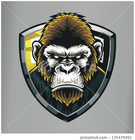 Gorilla Mascot Shield Logo 135476992