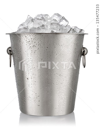 Champagne bucket with ice isolated on white background Champagne bucket with ice isolated on white background 135477233
