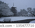 Snow scene of the five-story pagoda at Rurikoji Temple Snow scene of the five-story pagoda at Rurikoji Temple 135477710