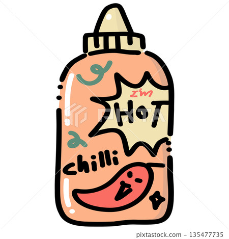 Cute Hot Chili Sauce Bottle illustration 135477735