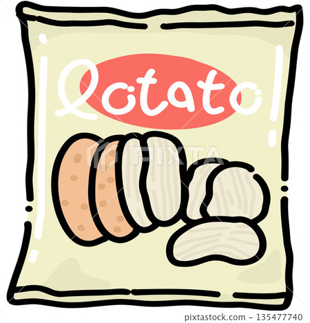 Potato Chips in Package Illustration Potato Chips in Package Illustration 135477740