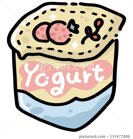 Strawberry Yogurt Cup Illustration Strawberry Yogurt Cup Illustration 135477806