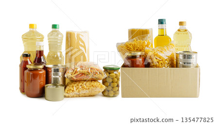 Vegetable oil  and water in bottle isolated on white background. 135477825