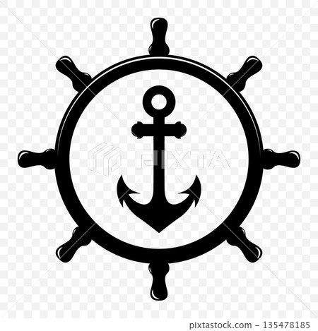 Vector Vintage Anchor and Ship Wheel. Nautical Marine Helm Icon, Retro Captain Tattoo Design, Sailing Club Logo, Maritime Adventure Emblem, Sea Navigation Symbol, Classic Ship Wheel Silhouette Vector Vintage Anchor and Ship Wheel. Nautical Marine Helm Icon, Retro Captain Tattoo Design, Sailing Club Logo, Maritime Adventure Emblem, Sea Navigation Symbol, Classic Ship Wheel Silhouette 135478185