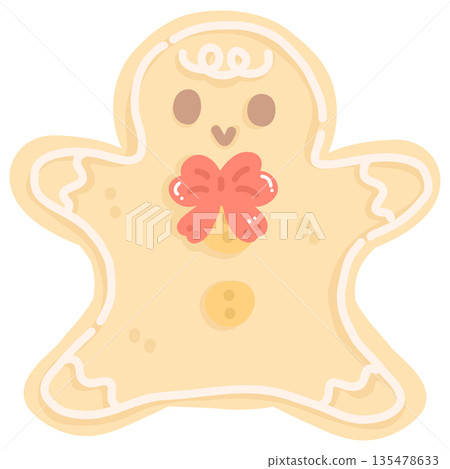 Cute Gingerbread Cookie Illustration 135478633