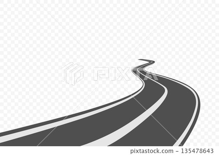 Curved Road Icon, Vector Illustration. Road Highway Path with Perspective, Isolated. Road Journey Route Symbol. Road Transportation Concept. Winding Asphalt Street, Driving Travel Direction Curved Road Icon, Vector Illustration. Road Highway Path with Perspective, Isolated. Road Journey Route Symbol. Road Transportation Concept. Winding Asphalt Street, Driving Travel Direction 135478643