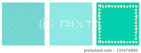 Cyan Valentines day geometric background collection. Valentines day turquoise poster, social media post layout, quiz backdrop, square banner design template set. Vector wedding background Cyan Valentines day geometric background collection. Valentines day turquoise poster, social media post layout, quiz backdrop, square banner design template set. Vector wedding background 135478900