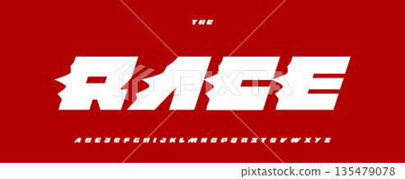 Retro Speed Race Font Logo Alphabet Vector Bold Italic Letter Set Modern Typography, Racing Typographic Design for Car Moto Typo Poster Headline, Rally Logotype, Vintage Fonts. Vector Typeface 135479078