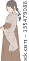 Profile of a woman wearing a hakama at a graduation ceremony 135479086
