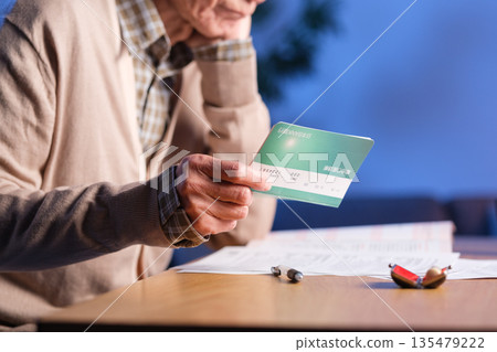 Senior man, end-of-life planning, at hand Senior man, end-of-life planning, at hand 135479222