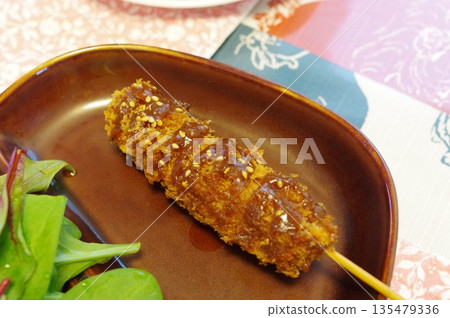 Kushikatsu with miso sauce Kushikatsu with miso sauce 135479336