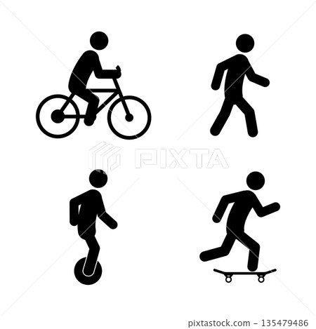 Individual sport and transport icon set, flat vector illustration. Individual sport and transport icon set, flat vector illustration. 135479486