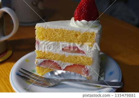 Delicious sweet strawberry shortcake on a plate 135479881