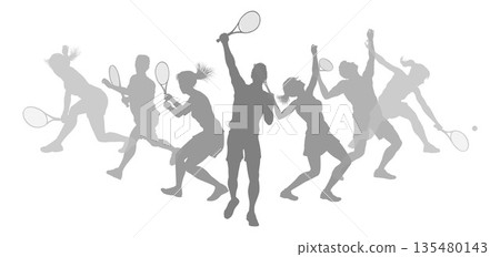 Silhouette Tennis Players Silhouettes Concept Silhouette Tennis Players Silhouettes Concept 135480143