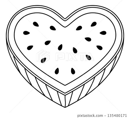 Love of Watermelon Heart Shaped Fruit Concept Love of Watermelon Heart Shaped Fruit Concept 135480171