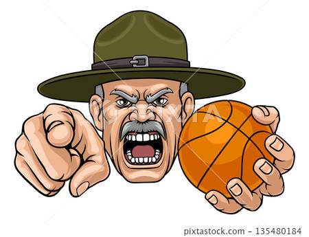 Drill Instructor Sergeant Basketball Sports Mascot 135480184