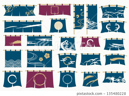 時尚暖簾插畫素材套裝 135480228