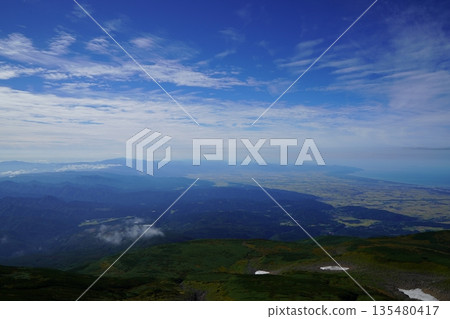 The coastline seen from Mt. Chokai The coastline seen from Mt. Chokai 135480417