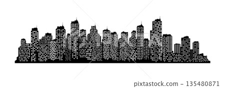 black and white city silhouette without background black and white city silhouette without background 135480871