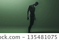 Collapsing human silhouette | Digital presence disappears into particles 135481075