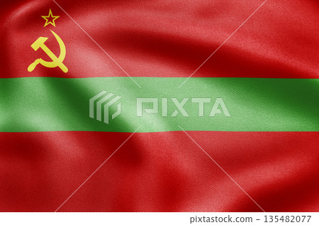 Transnistria regional flag with red green stripes and soviet emblem Transnistria regional flag with red green stripes and soviet emblem 135482077