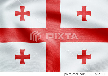 Georgia national flag with white field and red five cross design 135482103