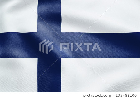 Finland national flag with blue Nordic cross on white background Finland national flag with blue Nordic cross on white background 135482106
