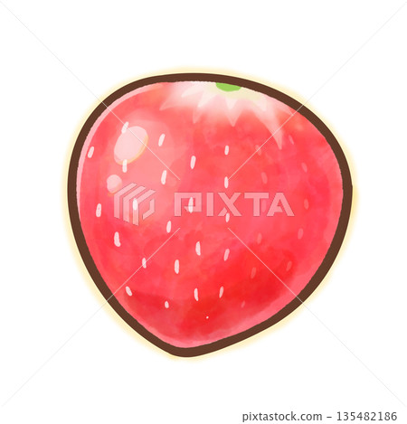 Single strawberry without stem / cute watercolor fruit illustration 135482186