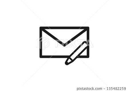 Envelope and pen line icon showing draft or edit 135482259