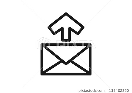 信封圖標，帶箭頭，表示發送電子郵件 135482260