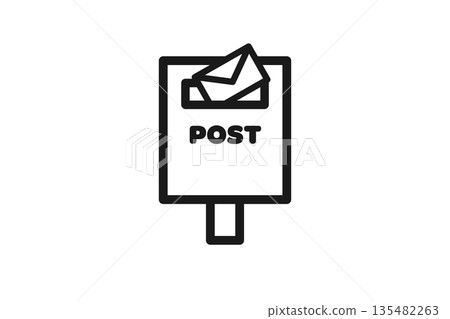 線描郵件圖示素材，用於郵寄到海外信箱 135482263