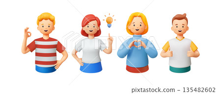 Cartoon Characters Expressing Different Emotions 135482602