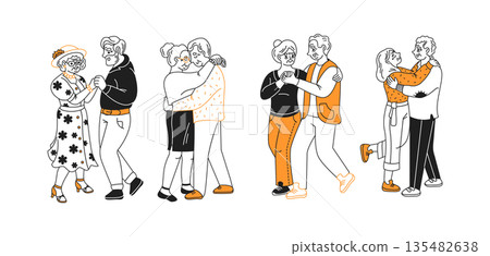 Illustration of Couples Dancing Joyfully Together Illustration of Couples Dancing Joyfully Together 135482638