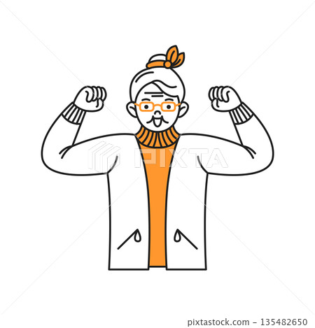 Strong Senior Woman Cartoon Illustration 135482650