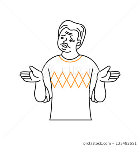 Illustration of Person Shrugging in Confusion 135482651