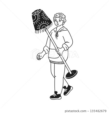 Person Holding Unique Patterned Object Person Holding Unique Patterned Object 135482679