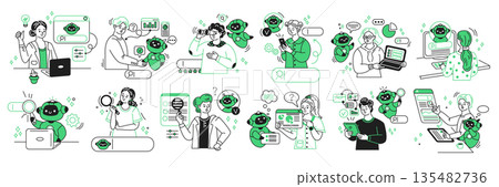 Digital Marketing and AI Conceptual Illustration Digital Marketing and AI Conceptual Illustration 135482736