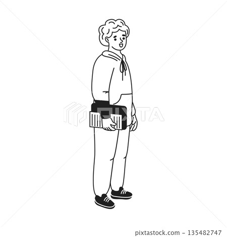 Young Person Holding a Book in Casual Attire Young Person Holding a Book in Casual Attire 135482747