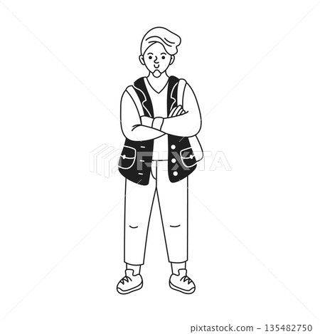 Stylish Young Man in Casual Outfit Illustration Stylish Young Man in Casual Outfit Illustration 135482750